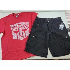 Transformers & Steve’s Jeans Boys 2pc Shirt & Shorts Set Size Large 14 NEW
